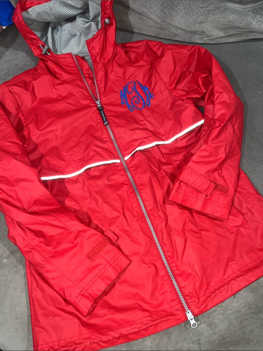Charles River Apparel Red Jacket with Blue Monogram MJM